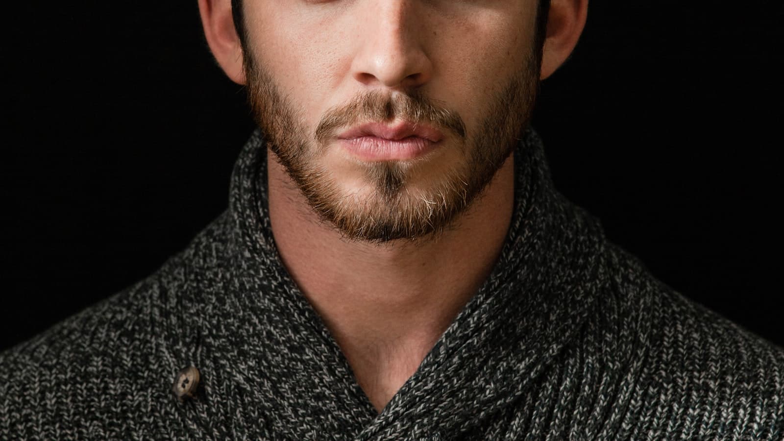 Portrait of a bearded man against a dark background
